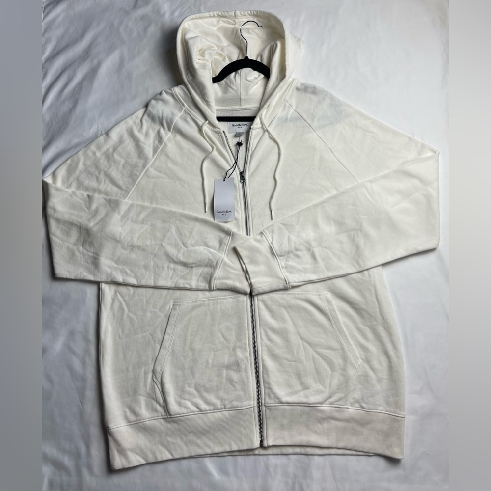 XL NEW Men’s Goodfellow & Co. Target Full Zip White Hoodie Jacket W/ Pockets